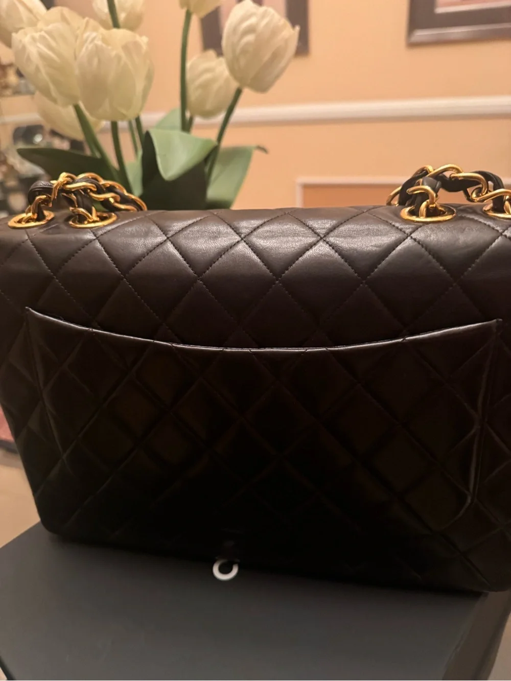 CHANEL Black Quilted Leather Single Flap with Gold CC hardware